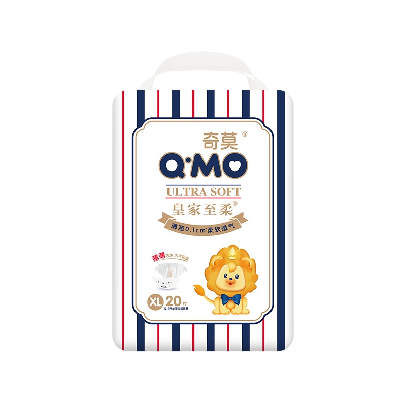 奇莫Q-MO皇家至柔纸尿裤XL20片(12-17kg)尿不湿加大号超薄透气超能吸
