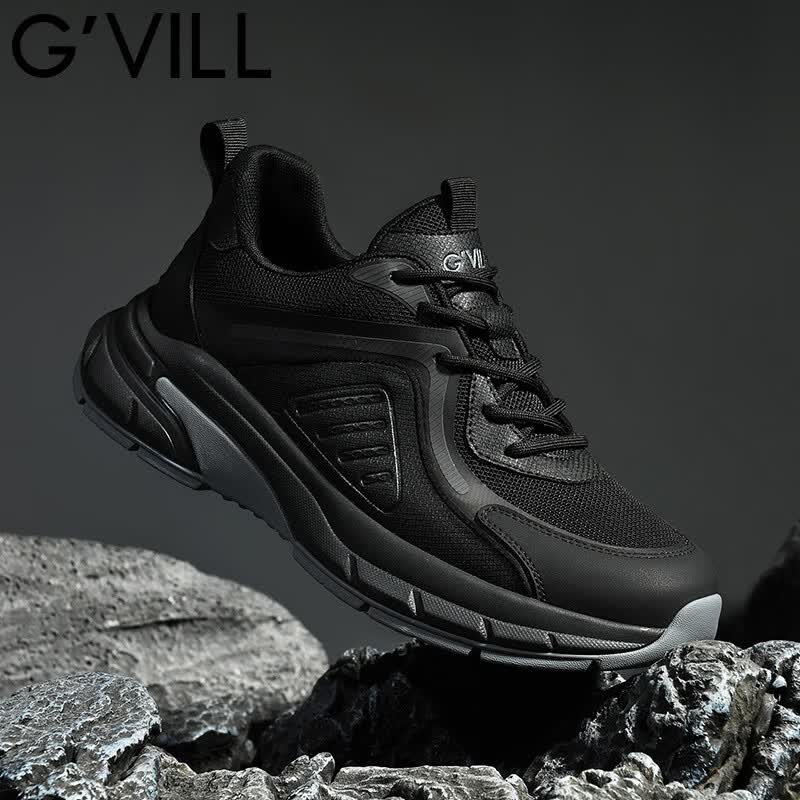 贵之步秋冬季男鞋新款软底防滑舒适真皮休闲鞋缓震商务皮鞋厚底增高 黑色 （G902) 43 （皮鞋码）