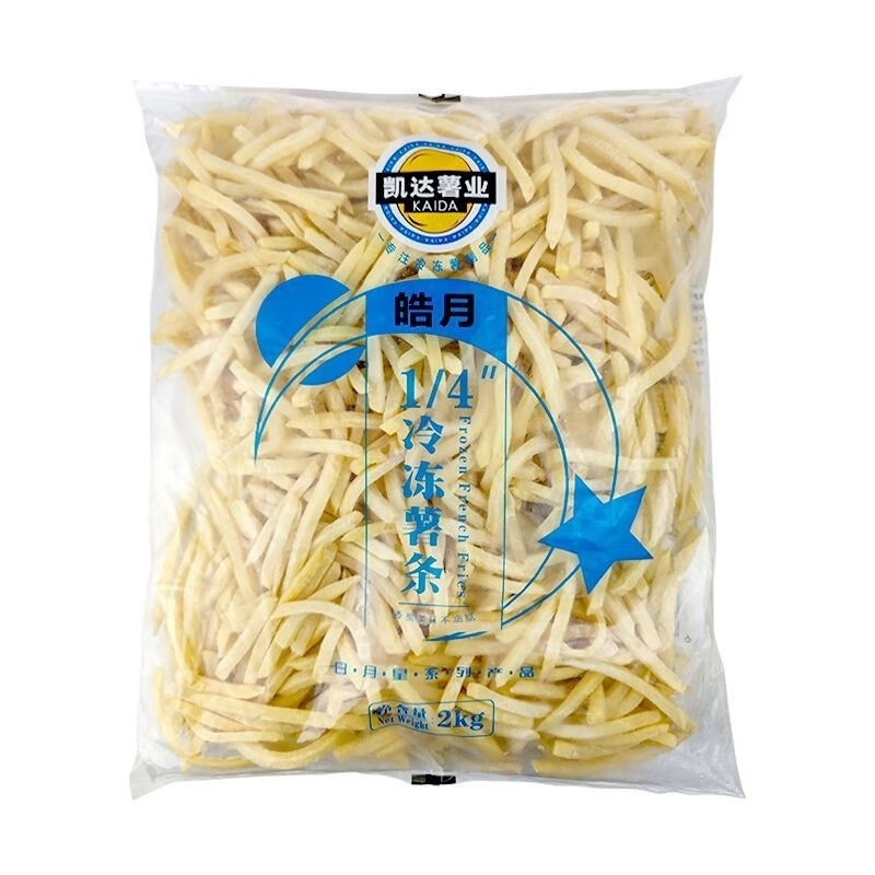 凯达薯业凯达薯条冷冻细薯半成品油炸小吃炸薯条美式2kg商用粗薯 凯达皓月1/4薯条  1包(2公斤)