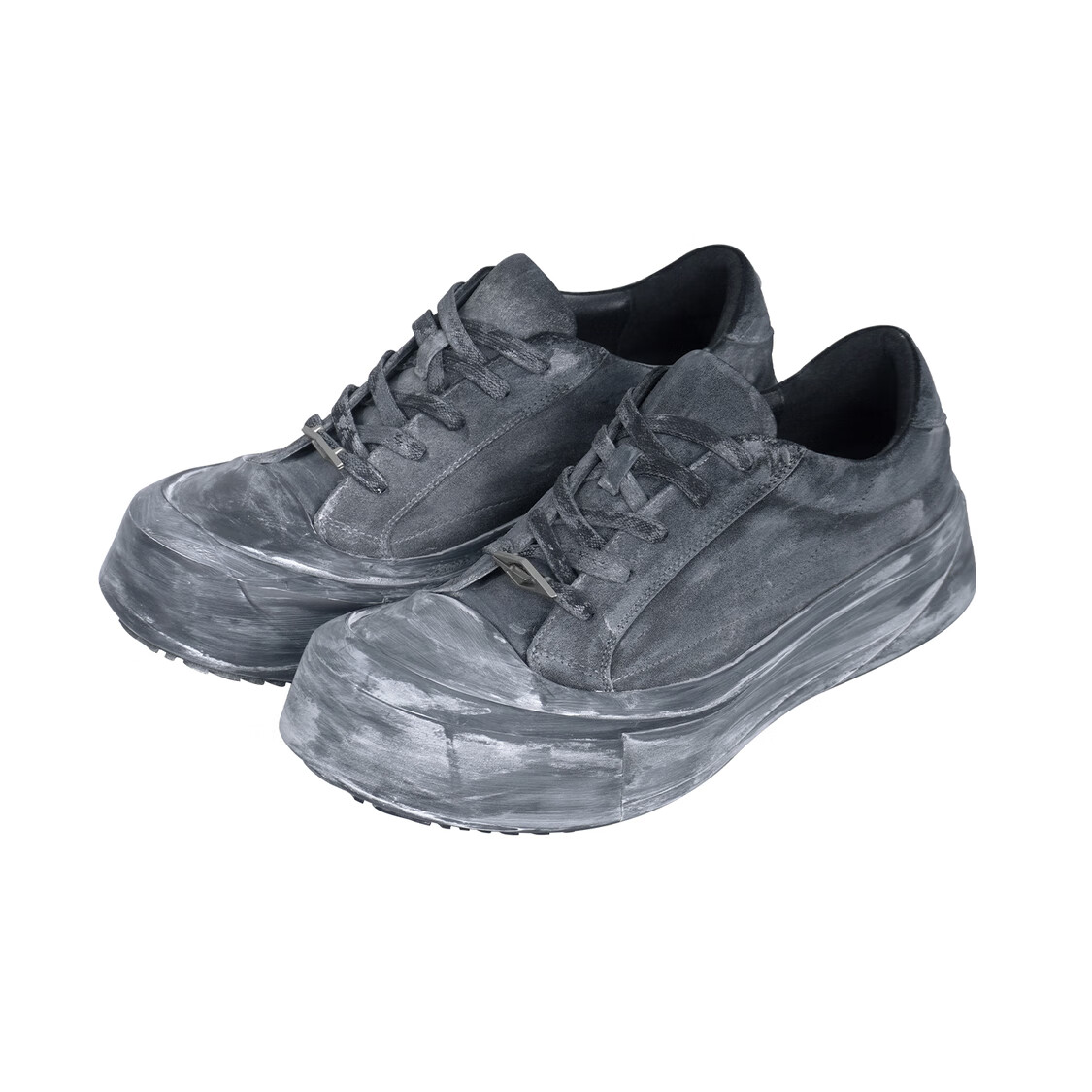 TERRAINCOGNITA【弧月系列】深蓝刷漆白马毛结构板鞋 通勤百搭增高休闲鞋 米色白 45