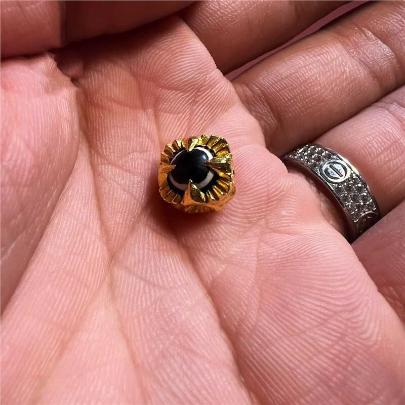 藏式黄金魔瞳鬼眼天珠单珠顶珠散珠背云配饰星月猴头手串diy配饰 单个：10mm
