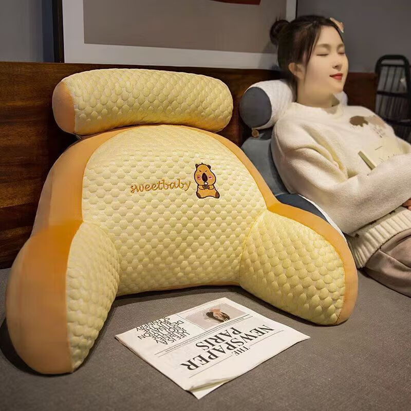 星寇夏凉3D冰豆豆床头靠垫软包护靠枕护腰靠背孕妇沙发枕床上看书枕头 sweet熊猫冰豆豆
