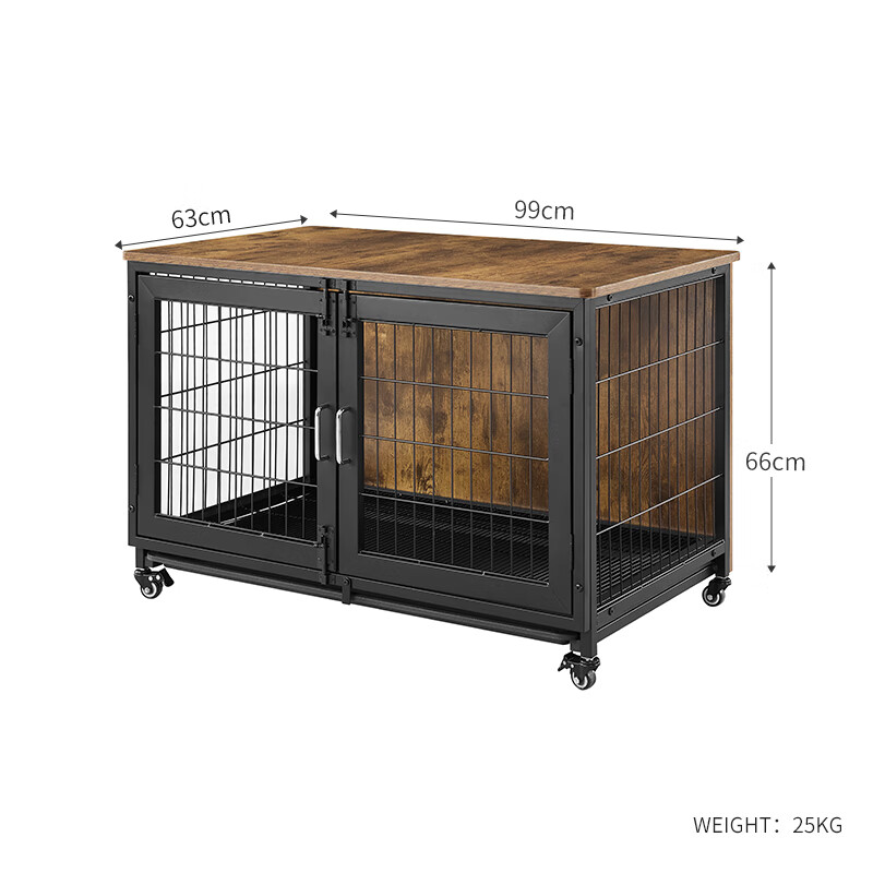 unipaws寵物狗籠帶廁所輪子可移動室內(nèi)狗別墅睡覺狗窩床貓兔籠子[ *66cm