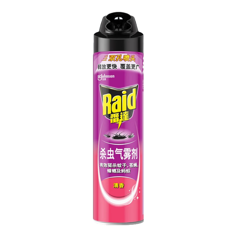 雷达（Raid）官方正品杀虫剂蟑螂药蚂蚁药家用室内气雾剂灭蚊苍蝇驱虫喷雾剂 600mL 1瓶 清香型
