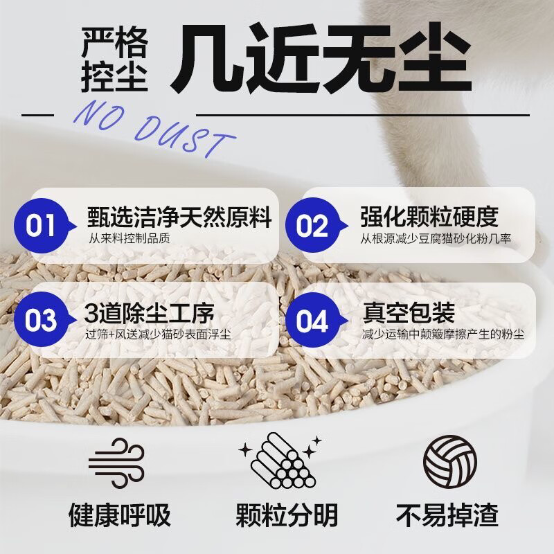 倔強(qiáng)的尾巴低粉塵貓砂豆腐砂除臭無塵吸水膨潤土除味貓咪用品 【低敏低塵】豆腐貓砂2.3kg 2袋