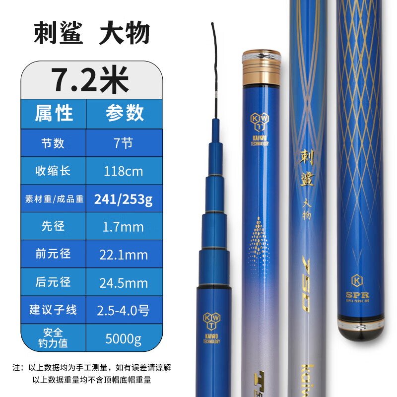 開沃精工漁具刺鯊大物版二代釣竿 28調(diào)鰱鳙竿超輕超硬碳素臺(tái)釣有竿 7.2m