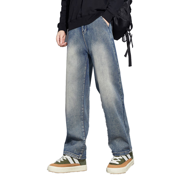 大嘴猴（paul frank）牛仔裤男士冬季加绒时尚直筒宽松休闲阔腿牛仔裤男 怀旧色   M