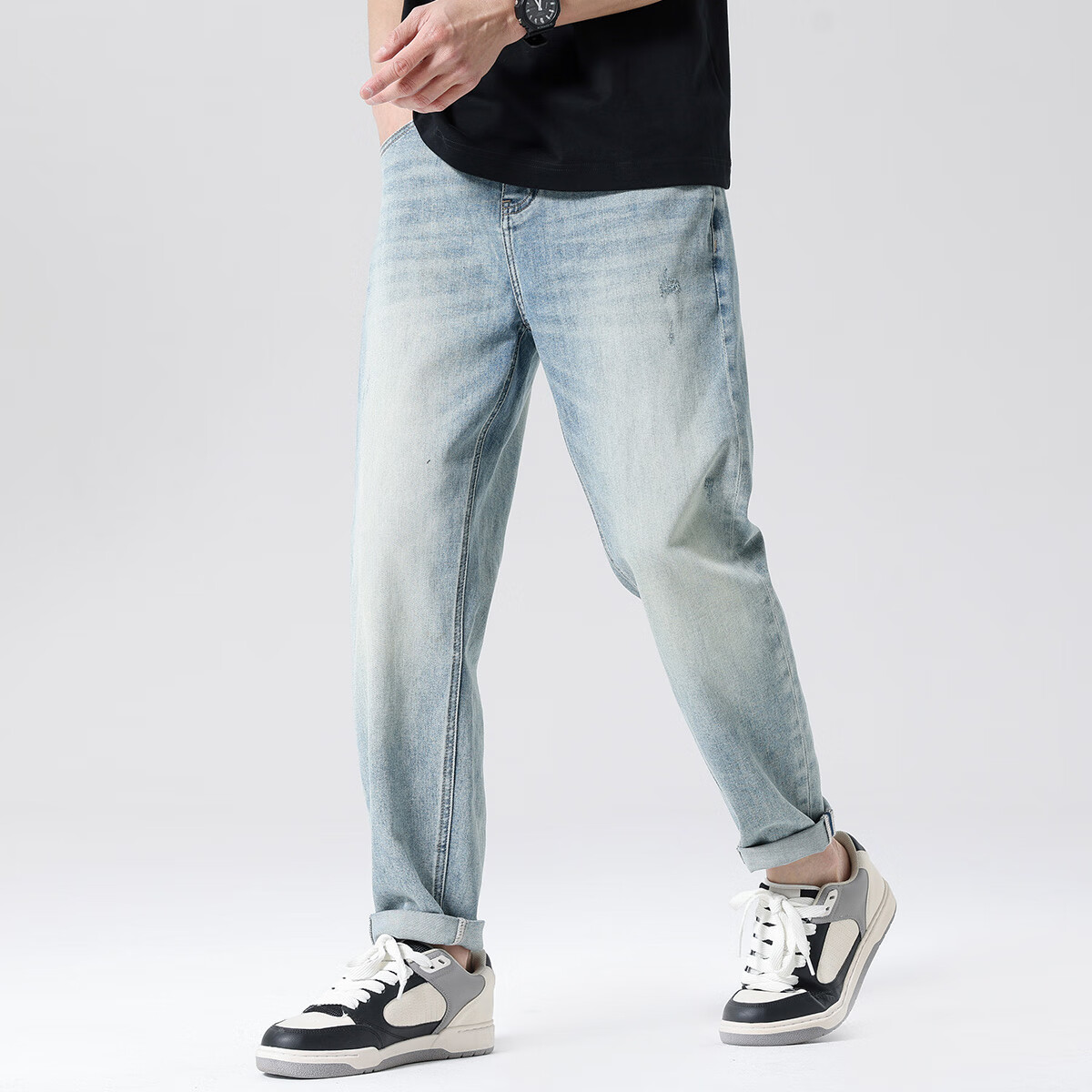 布衣传说牛仔裤合集 原色九分牛仔裤男款宽松锥形休闲长裤子 蓝色12089 32 京东折扣/优惠券