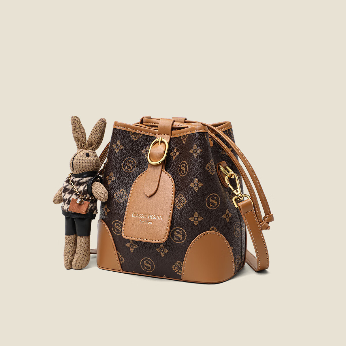 纪诗哲包包女包单肩包女士斜挎包水桶包七夕女神节送女友老婆节日礼物 咖色【2025夏季上市】 精美礼盒