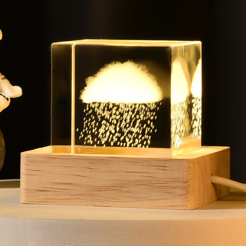 映棠星空发光水晶球小夜灯定制桌面装饰品摆件儿童女生男朋友生日礼物 小鲸鱼【礼盒装】 6cm水晶+彩光充电触摸底座