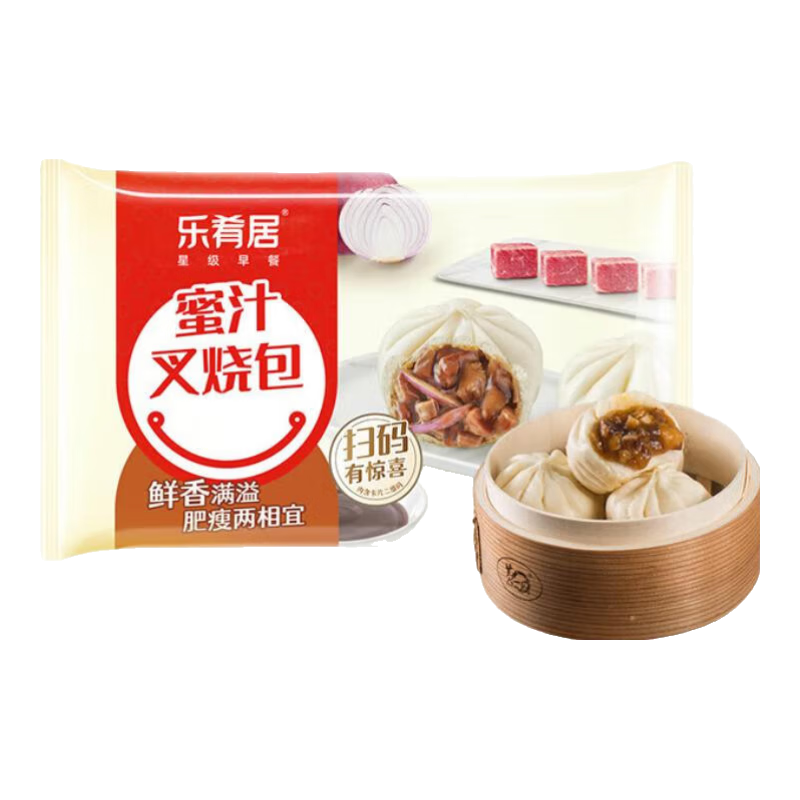 樂(lè )肴居【滿(mǎn)199減100】早餐包子點(diǎn)心 叉燒肉包流沙包花卷饅頭 面點(diǎn)半成品 蜜汁叉燒包300g/10枚
