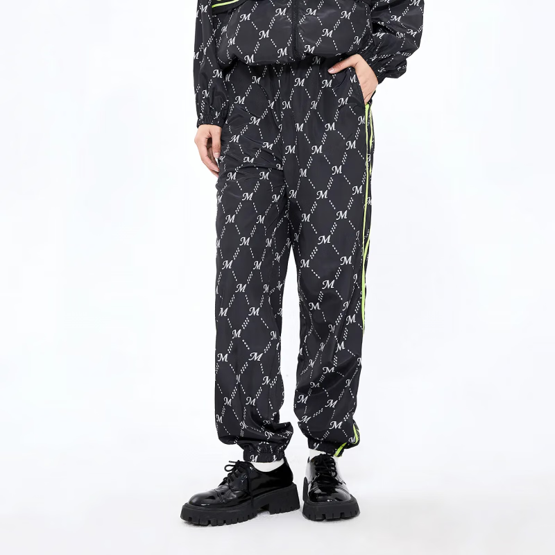 美特斯邦威（Meters Bonwe）休閑褲男秋季新款運動(dòng)潮流直筒褲子男舒適休閑 AF款-黑色組-女款 S 男165女155