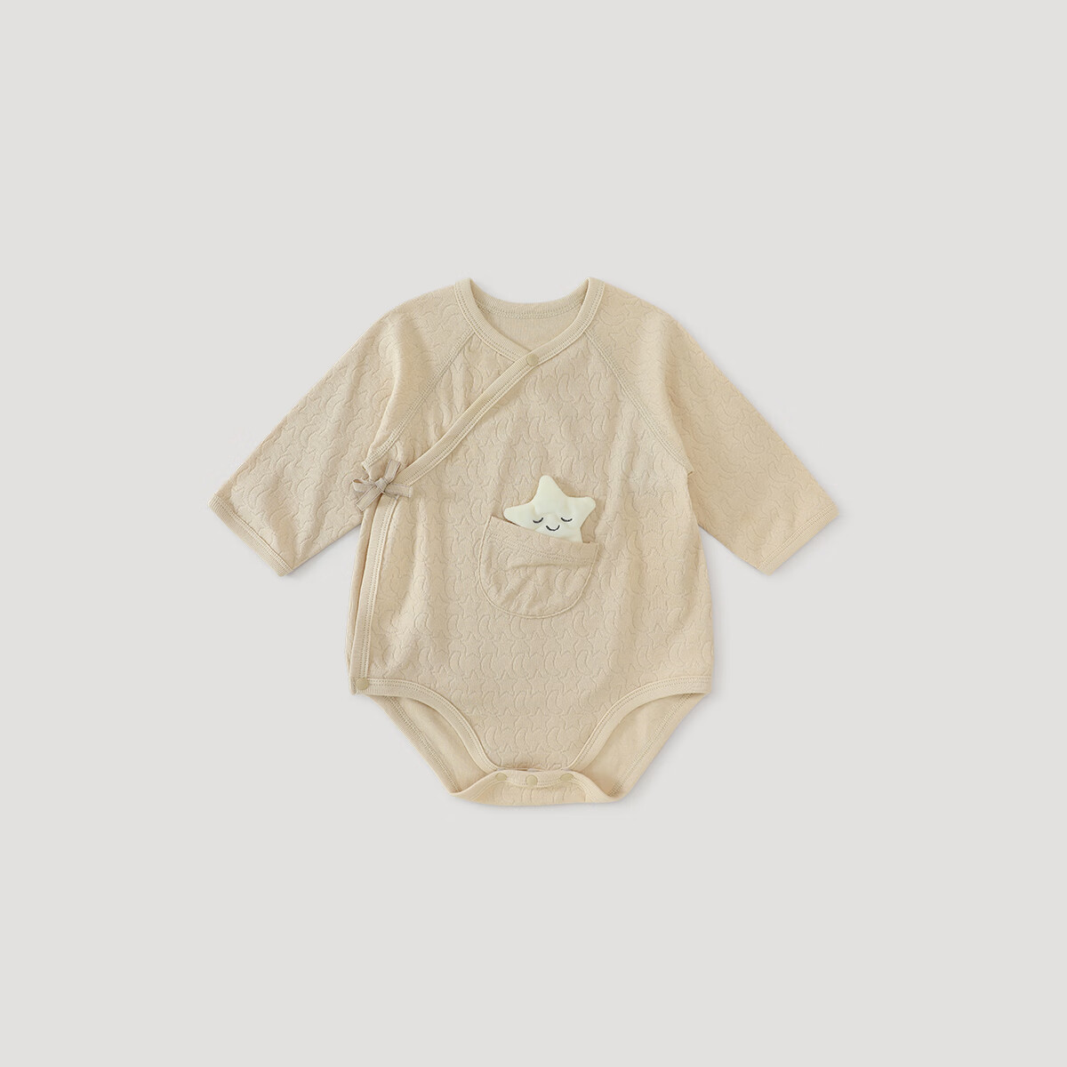 巴厘小猪婴儿包屁衣新生儿四季长袖睡衣三角哈衣莫代尔连体衣春秋宝宝衣服 奶油杏 59cm