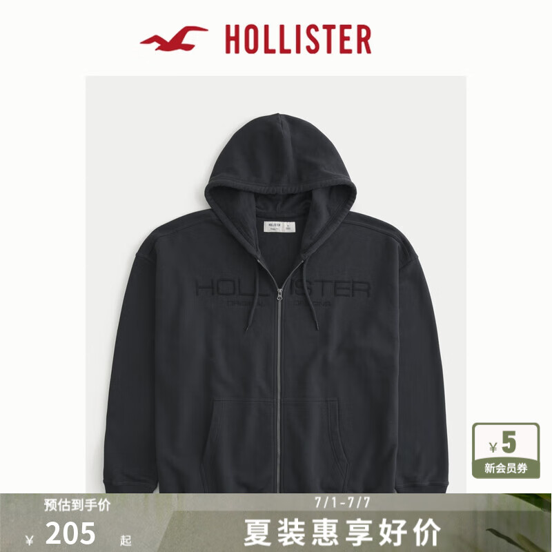 HOLLISTER25春新款情侶baggy風(fēng)oversize衛(wèi)衣外套男女裝KI322-5052 黑色 S (175/92A)寬松尺碼偏大