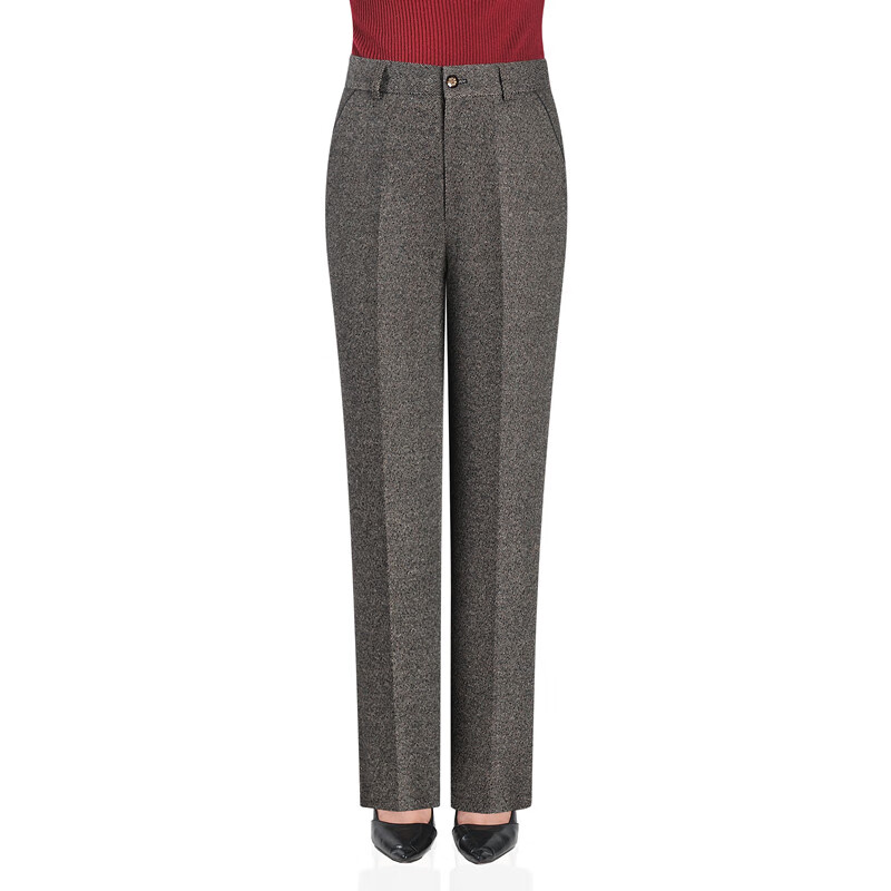 伊玟格格冬季女裤弹力加厚妈妈直筒裤高腰中年女西裤休闲百搭长裤 棕咖色冬款 加厚 5XL  2尺9腰围35码(160斤左右穿) 京东折扣/优惠券