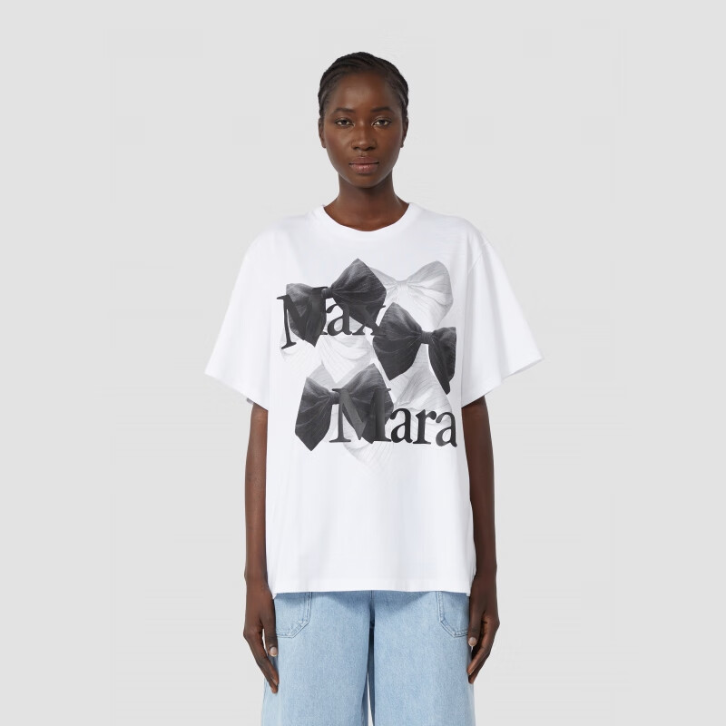 MaxMara 2025早秋新品女装印花圆领短袖T恤1946075106 白色 XL