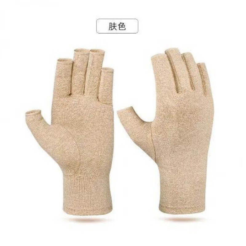 通用腱鞘炎手指压力手套关节压力露指手套手部不适感康复训练防护护理 麻灰色码M码1对