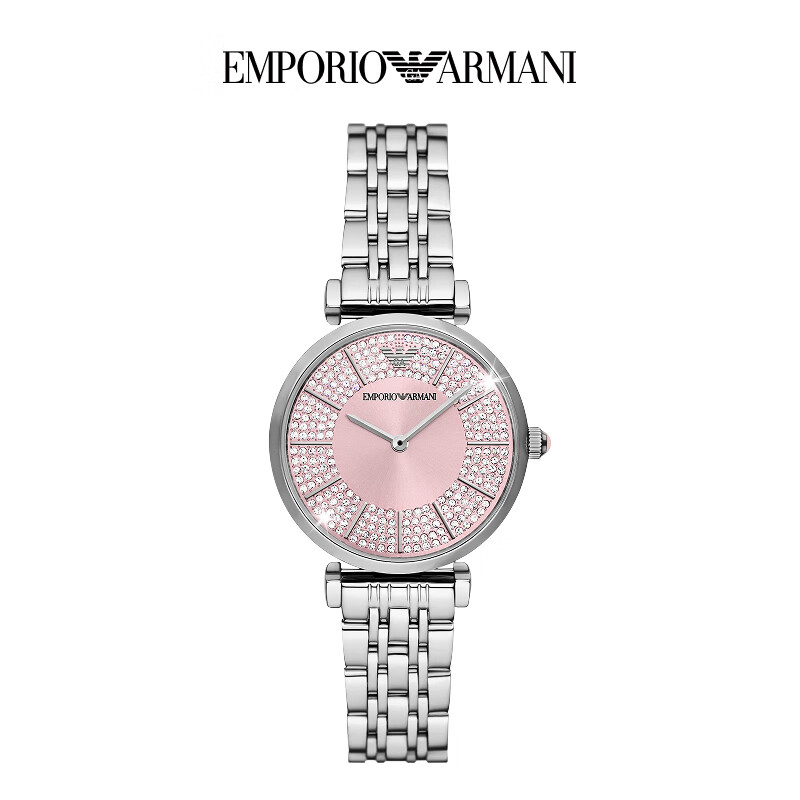 EMPORIO ARMANI阿玛尼手表满天星白月光女士腕表3.8女神节友送男友礼物 粉盘满天星AR11686 32MM