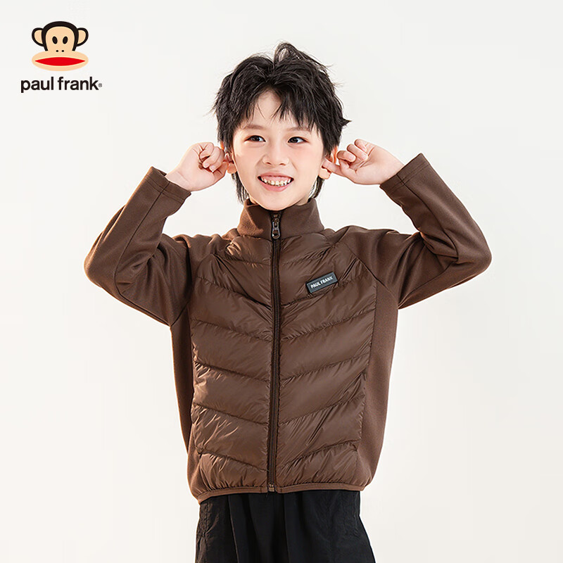 大嘴猴(paul frank)童装儿童羽绒服2025秋冬款女男女童羽绒内胆洋气保暖舒适轻薄外套 卡其 120