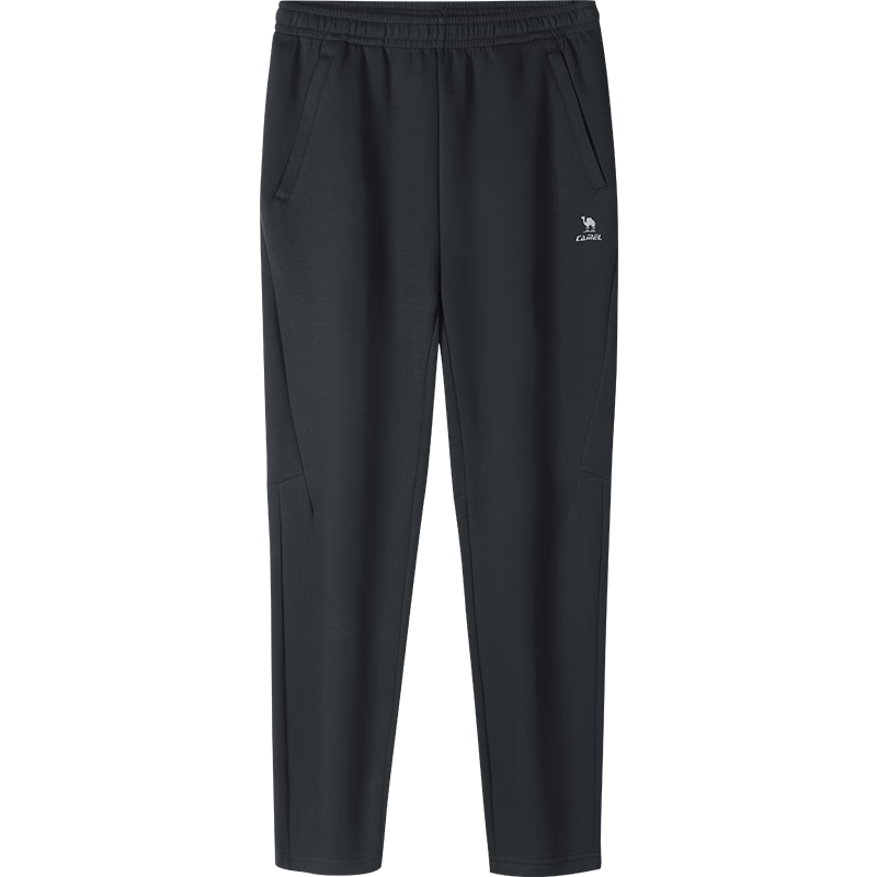 骆驼（CAMEL）运动裤男简约休闲透气直筒针织卫裤子 J15CZ1L9018 幻影黑 L