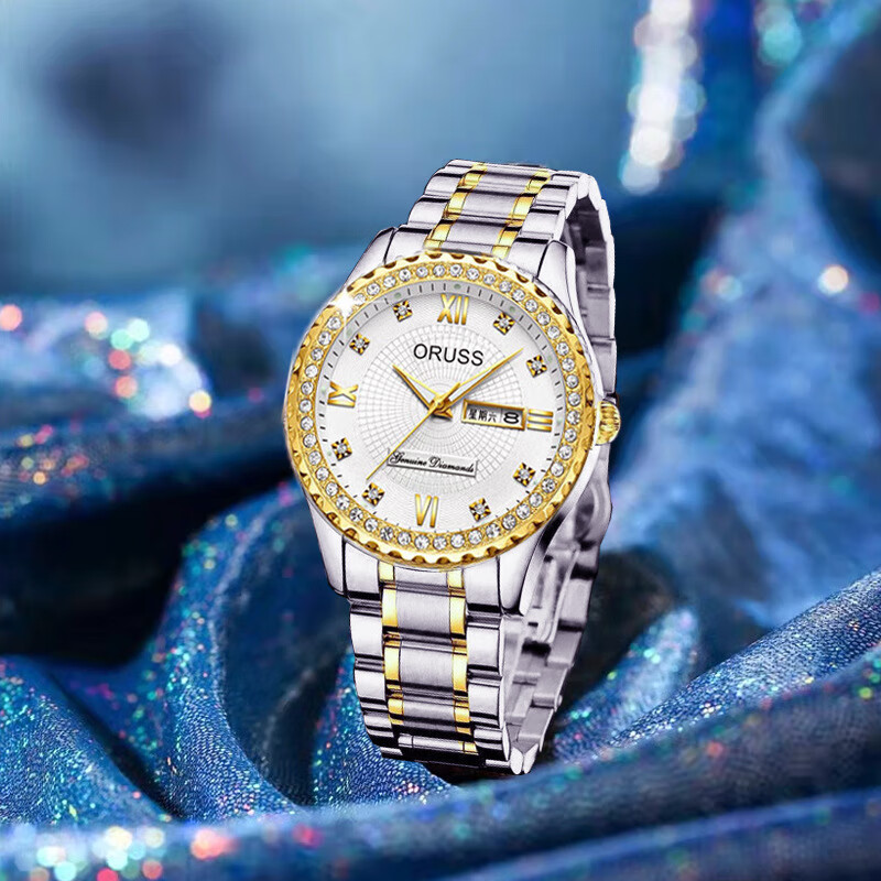 (0.01)2025新款手表女士机芯表夜光防水陶瓷品牌轻奢小众简约气质 镶钻间女白+防水夜光