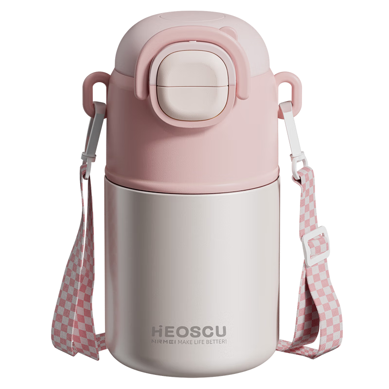 恩尔美（nRMEi）儿童保温杯6-12岁316L不锈钢幼儿园女学生上学专用双饮吸管水杯子