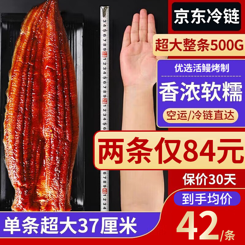 鮮漁翁蒲燒鰻魚 日式烤鰻魚整條裝共1kg 整條加熱即食烤鰻魚飯送禮年貨 鰻魚蒲燒 500g *2條（共1kg）