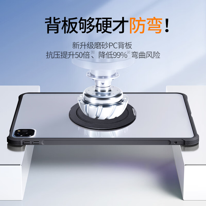 首耀适用苹果ipadair8/7/6保护套2026款ipad11代可旋转mini7支架单壳无盖10支点壳ipadpro平板亚克力 灰白色-720°旋转*稳固支撑*无笔槽*金属支架款 iPad 2022版 第10代 (10.9英寸)