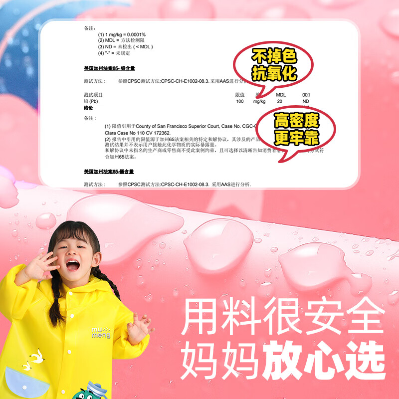 牧萌儿童雨衣男童女童幼儿园小童宝宝全身防水小学生分体斗篷式雨披 樱花粉独角兽【高领按扣+防水帽檐+送收纳袋】 L【建议身高105-115cm】