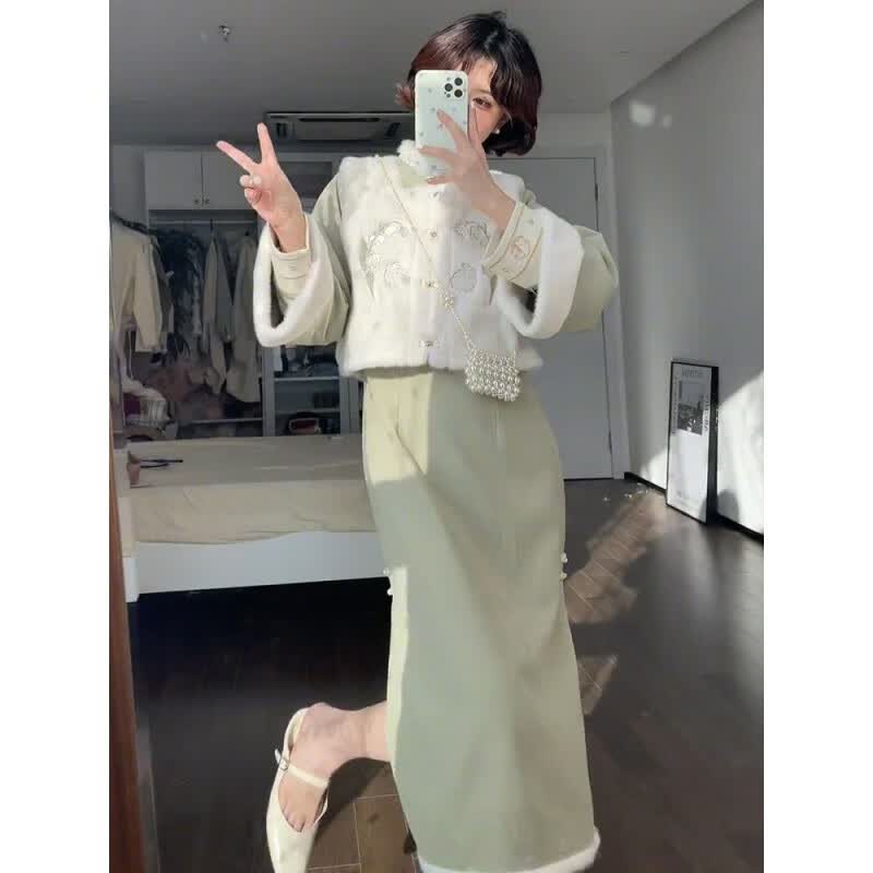 朦胧杏过年套装女冬季大学生公主风汉服2022新中式盘扣国风旗袍秋连衣裙 绿色连衣裙 加绒加厚 M高性价比高么？
