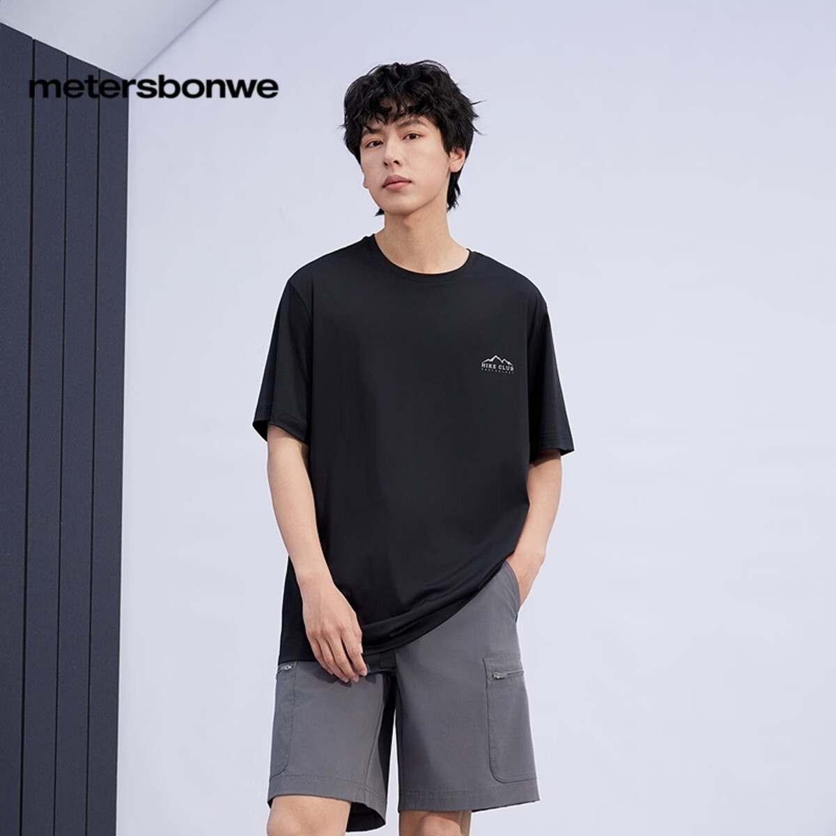 美特斯邦威【防晒】短袖T恤男女同款春新款高弹凉感上衣t恤半袖透气 A款-黑色 XS 160 84A