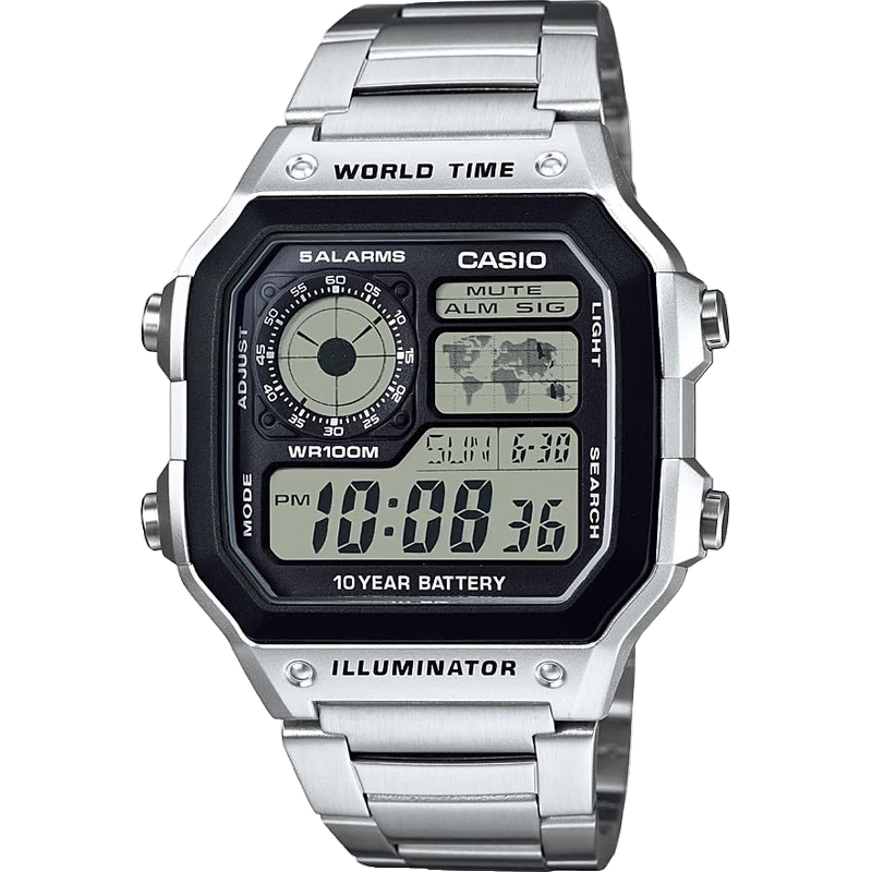 卡西歐（CASIO）卡西歐學(xué)生男士手表簡(jiǎn)約電子表多功能戶外運(yùn)動(dòng)手表AE-1200WHD-1A
