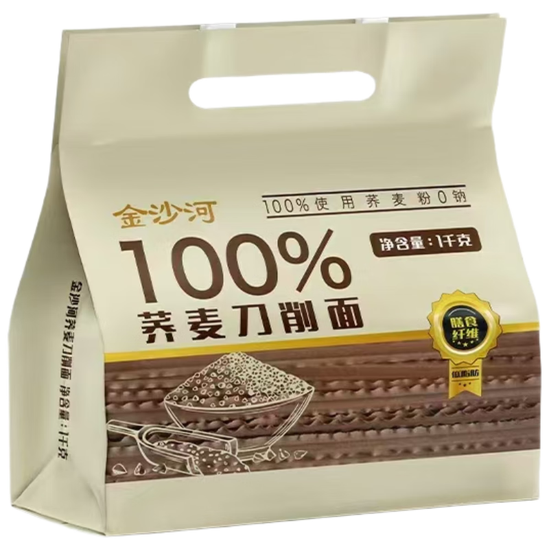 金沙河 挂面 100%荞麦刀削面1000g*1袋 无盐 杂粮速食挂面 热门商品