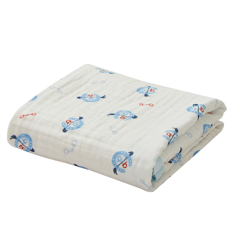 好孩子（gb）婴儿浴巾宝宝纱布浴巾纯棉六层纱布浴巾7A抗菌泡泡纱115*115 礼盒