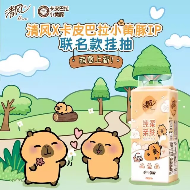清风【李昀锐同款】6提清风卡皮巴拉抽纸悬挂式纸巾家用整箱挂式手纸 4层250抽*4提