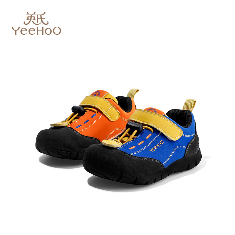 英氏（YEEHOO）童鞋儿童运动鞋户外登山鞋春季新款女童透气宝宝防滑男童鞋子 蓝橙色. 23
