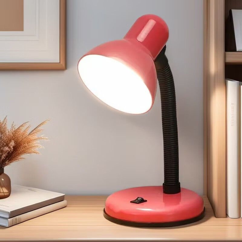 翰鸥斐台灯卧室床头灯老人用插电按键式床头中老年床头台灯办公桌学生学 红色台灯+LED无频闪3瓦白光灯泡 按钮开关 京东折扣/优惠券