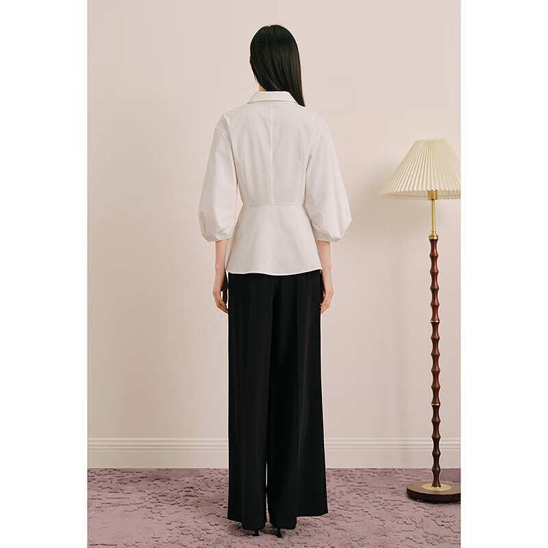 OBBLIGATO奥丽嘉朵2025秋冬新款优雅时尚D字扣本白收腰衬衫 本白 S