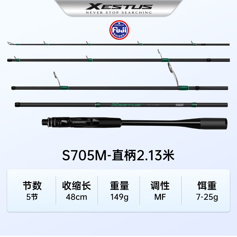 國王路亞多節路亞竿泛用翹嘴槍直柄便捷旅行新款5節遠投竿埃塔斯 2.13m M—直柄5節