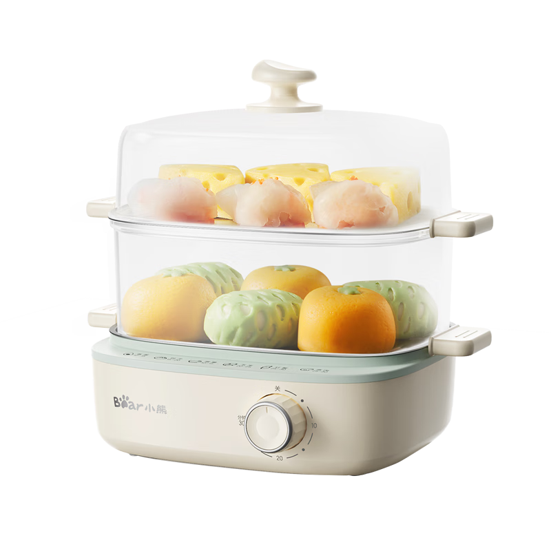 小熊（Bear）煮蛋器 蒸蛋器 双层家用迷你蒸锅小型2-3人用 早餐神器 鸡蛋羹自动断电 ZDQ-E12N1