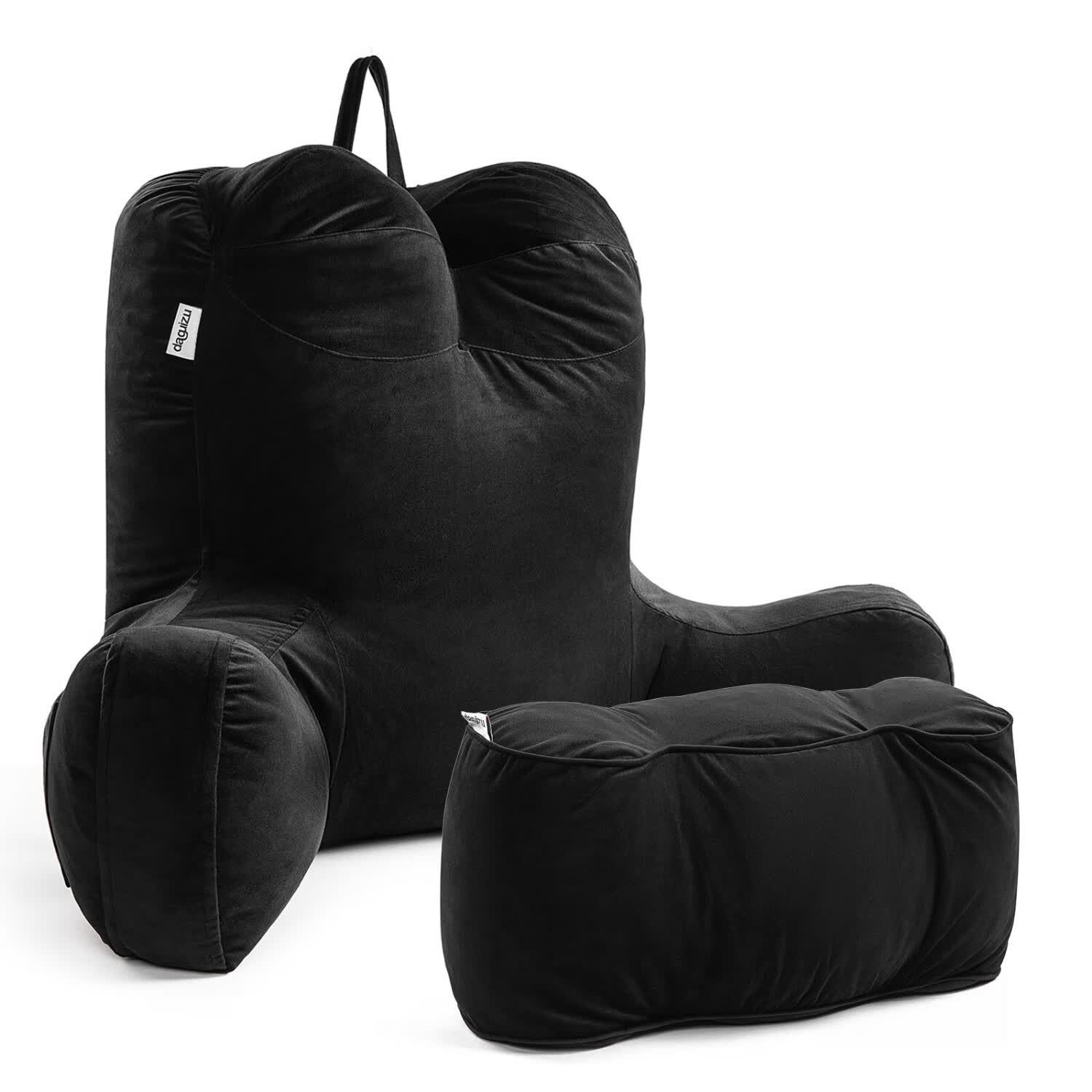 考拉吉苏床头软包靠背护腰靠垫 床上靠枕一体 居家办公阅读追剧小憩腰靠 多功能腰靠垫【高贵黑】