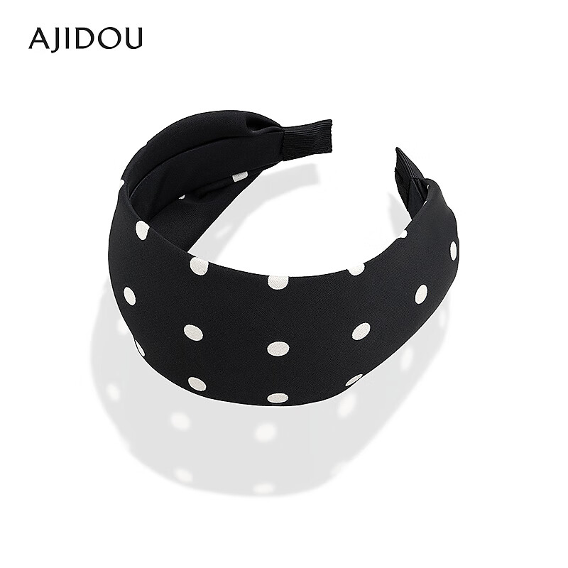 AJIDOU阿吉豆发箍生日礼物 时尚简约复古波点纹宽头箍百搭送女友 送老婆 黑色 1个