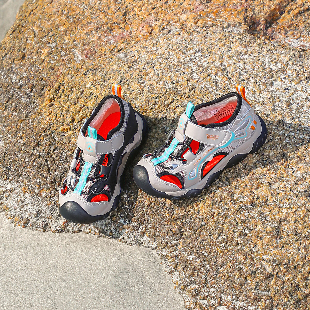 江博士夏新款男女童透气学步鞋户外轻便耐磨儿童凉鞋 卡其色 25 脚长约15.2-15.7