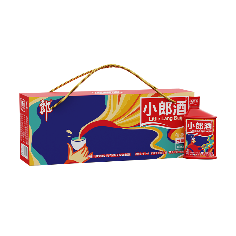 郎酒 小郎酒 浓酱兼香型小瓶白酒 45度过节送礼 45度 100mL 6瓶 小郎酒飞扬版礼盒