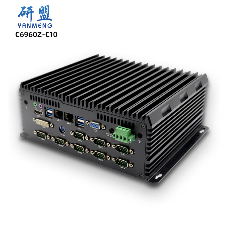 研盟（YANMENG） J1900模块化嵌入式无风扇防尘宽压双网10串口多显GPIO迷你工控机电脑 C6960Z-C10(J1900) 4G+64G