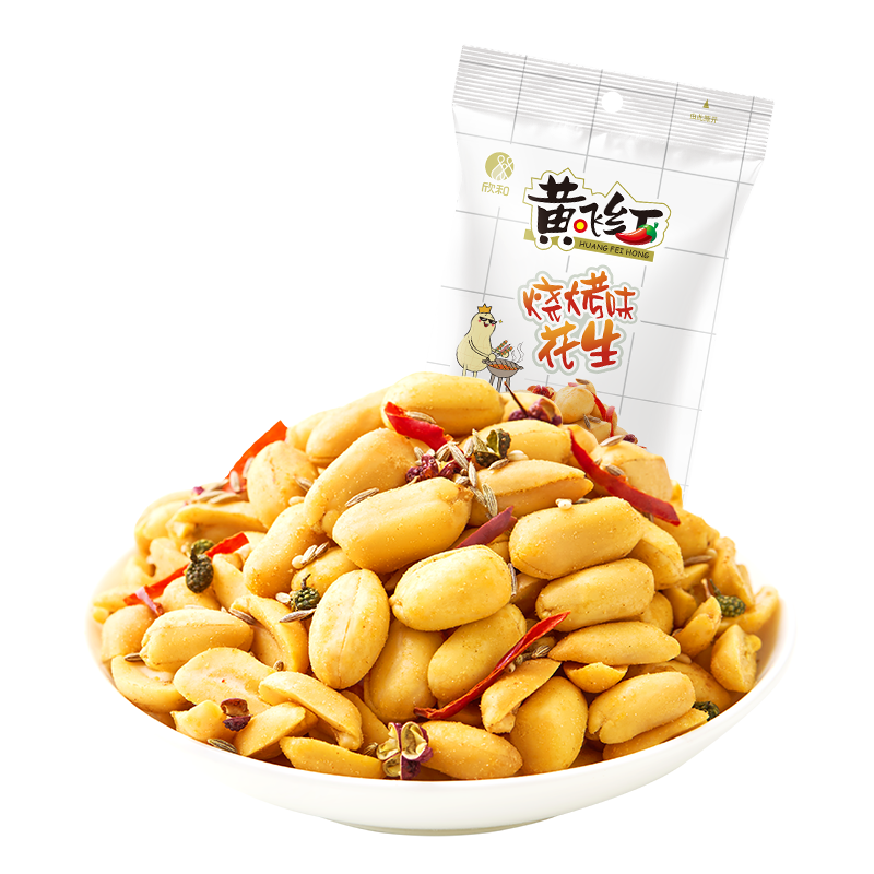 黃飛紅（HUANGFEIHONG）孜然燒烤味花生116g下酒菜休閑零食脫油花生堅(jiān)果炒貨