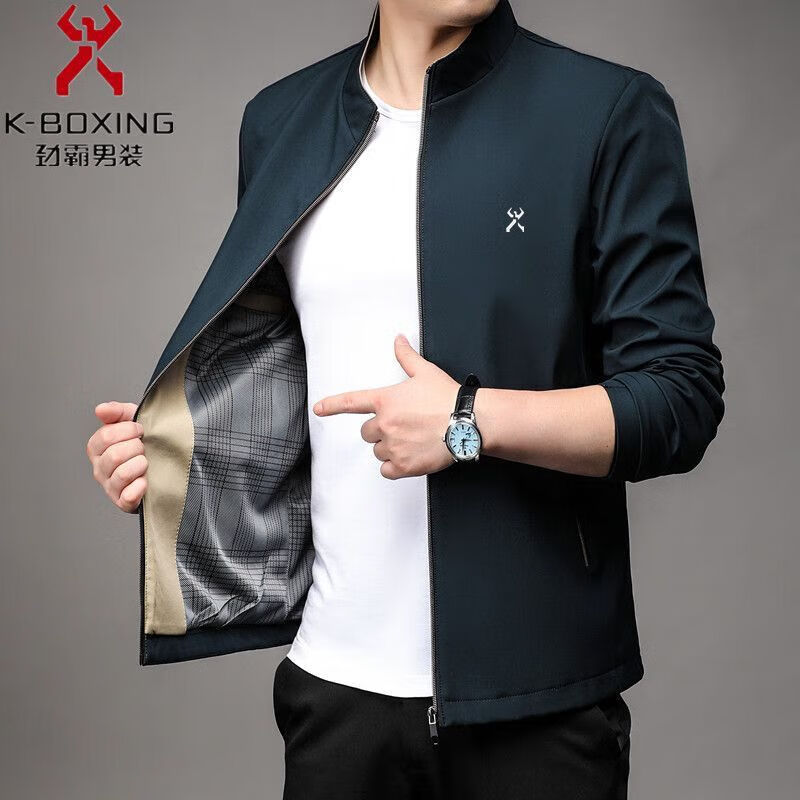 劲霸男装(K-Boxing)品牌断码新款夹克男士外套上衣春秋款百搭商务休闲 2388黑色 XXS 175/92A