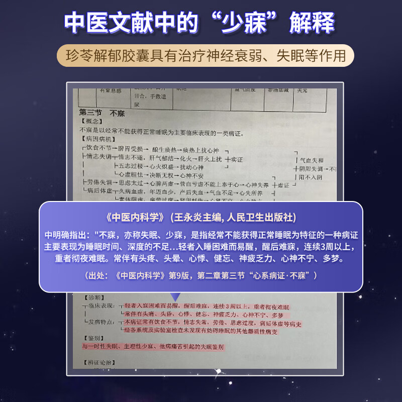 [润生乐寐]珍苓解郁胶囊 0.5g*12粒 3盒装 疏肝解郁养血安神改善助睡眠改善失眠多梦安神药成年人中老年气血神经衰弱otc 解郁安神,90%选择