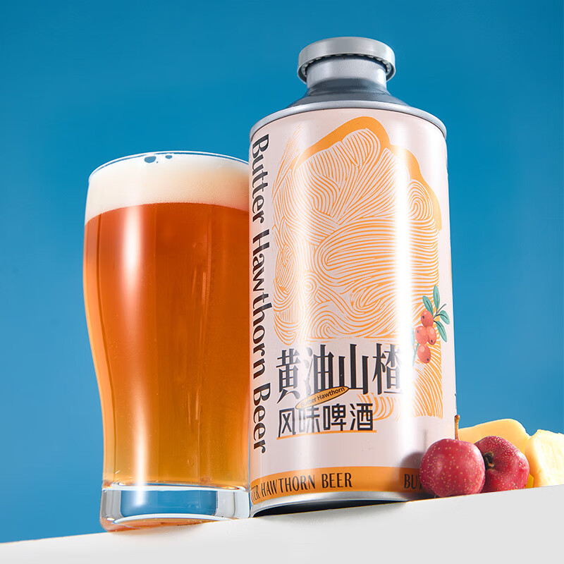 星谷旗下&霜城精酿原浆茶味果味啤酒 黄油山楂凤梨海盐茉莉花茶毛尖 黄油山楂风味 750mL 2罐