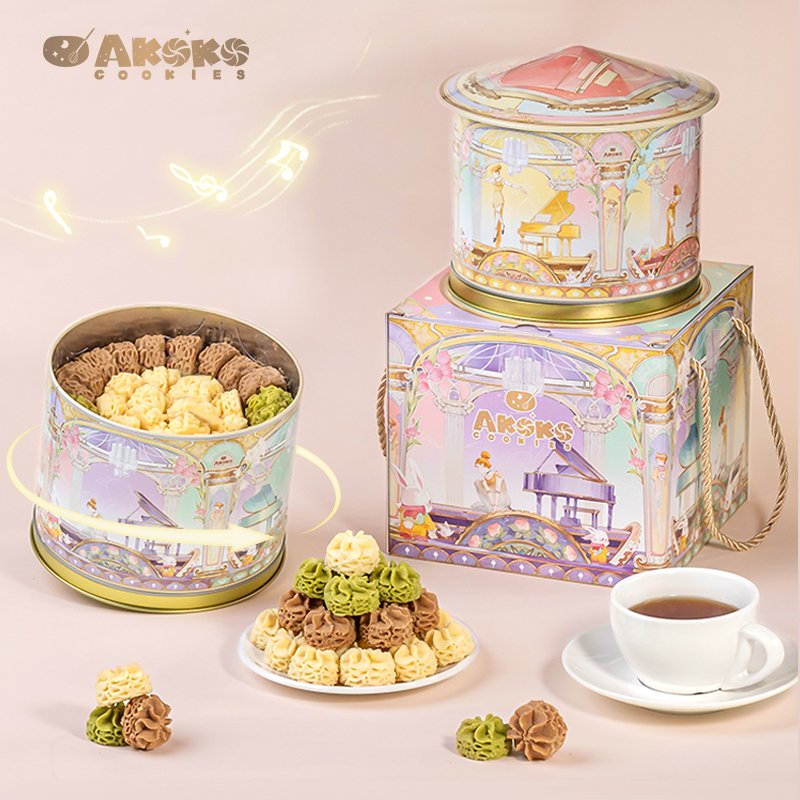 AKOKO小花曲奇餅干音樂(lè )盒 進(jìn)口動(dòng)物黃油圣誕節送禮裝節日禮盒560g 曲奇音樂(lè )禮盒 560g AKOKO圓舞曲音樂(lè )禮盒560g*1盒
